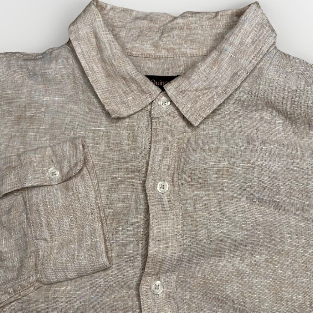 Quince Shirt Mens XL Vintage Pink Chambray 100% European Linen Relaxed Summer